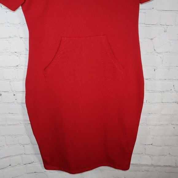 MissKy Red Short Sleeve Hoodie Dress Women's Size S-NWT - Picture 2 of 7
